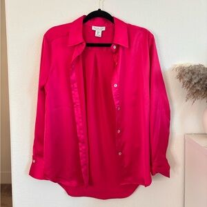 Rachel Zoe hot pink button up blouse